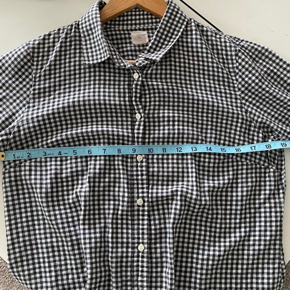 J Crew Black Gingham Perfect Shirt sz M - Picture 3 of 4